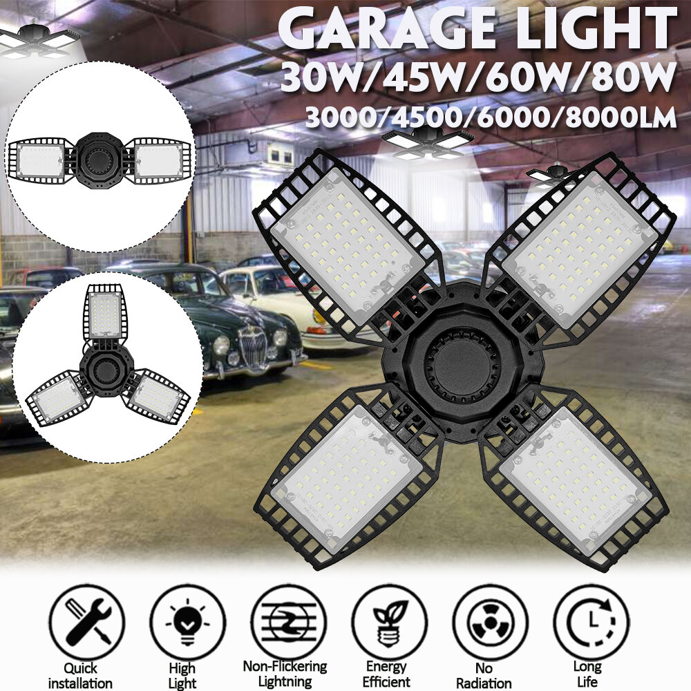 30W / 45W / 60W / 80W E27 LED Garage Licht Vervormbaar Plafond Armatuur Werkplaats Magazijn Lamp 85-