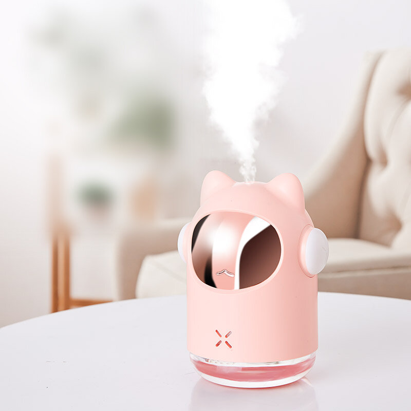 

Bakeey 350ml LED Wireless Cute Space Cat Ultrasonic Aroma Essential Oil Diffuser Air Humidifier Mist Maker for Office Be