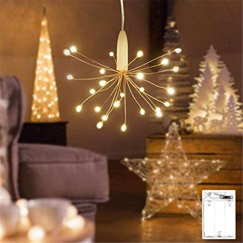 

LED Firework Copper Line Light Battery Box Fairy Lamp Christmas Festival Decoration Star Light String Dandelions Lamp