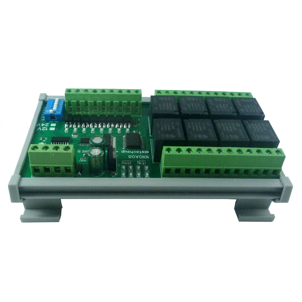 DC 12V 24V 8DI 8DO Multifunction RS485 Modbus RTU Relay Module Support 01 05 15 02 03 06 16 Function