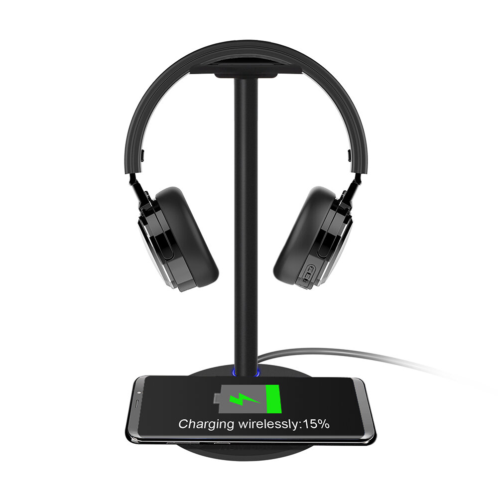 

New Bee NB-Z2 2-in-1 Function Headphone Stand/Holder Storage Tools with Wireless Fast Charging Pad for Smartphone