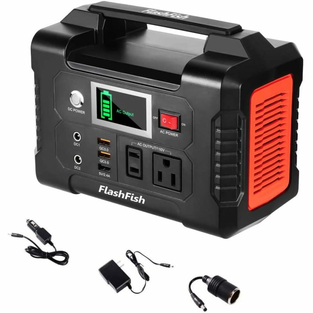 [US Direct] FlashFish 200W 40800mAh przenośny generator mocy elektrownia słoneczna z gniazdem 110V AC/2 porty DC/3 porty USB