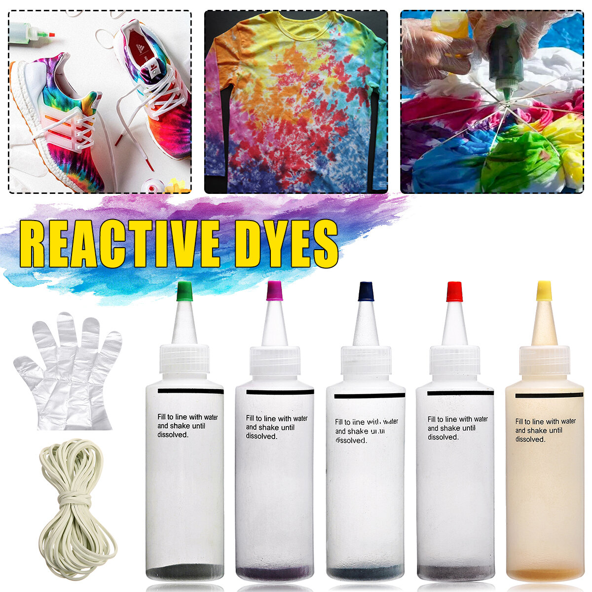 Tie Dye DIY Kit 5 Colors Fabric Textile Shirts Paints Permanent Paint for Clothes Shirt Dress Homemade