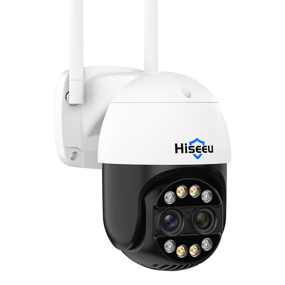 

Hiseeu 4MP+4MP Dual Lens Wifi PTZ IP Camera 2.8+12mm 8X Zoom CCTV Video Surveillance Camera Color Night Vision Ai Human