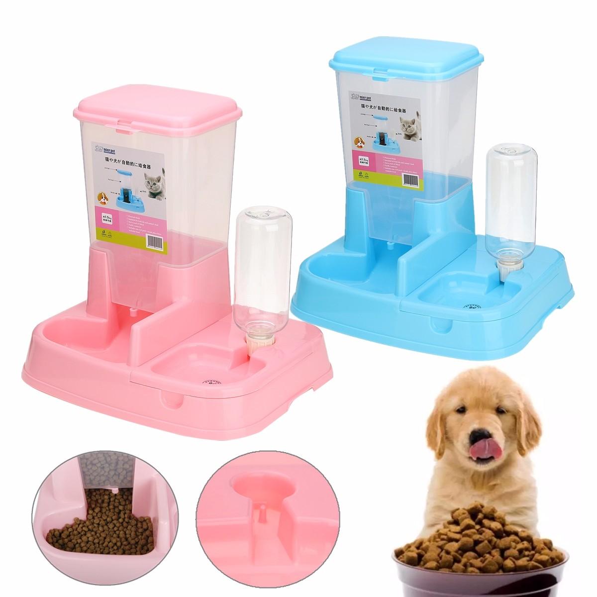 ペット猫犬自動給水皿ディスペンサーフードフィーダー皿ボウルボトルペットボウル