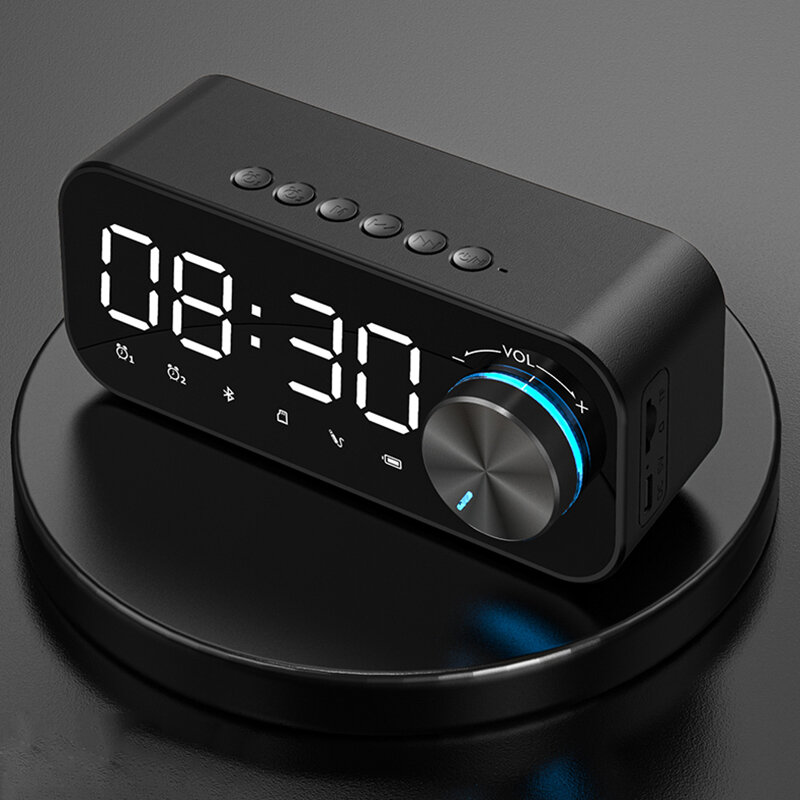 B126 bluetooth 5.0 Speaker Alarm Clock Night Light Multiple Play Modes LED Display 360? Surround Ste