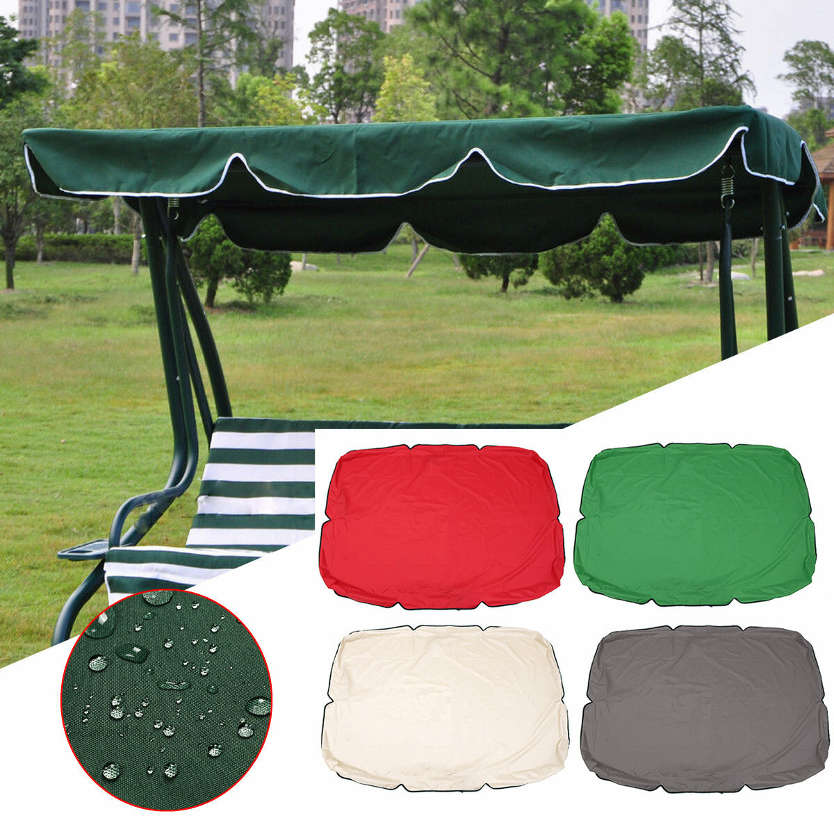 Zomerdraaitop Cover Canopy Vervanging Meubilair Waterdicht Cover voor Tuin Binnenplaats Buiten Swingstoel Hangmat Canopy Swingstoel Zonnescherm