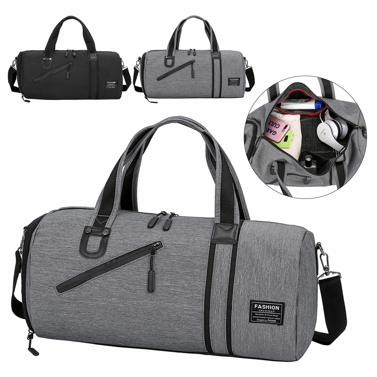 Large Capacity Waterproof Outdoor Sports Fitness Bag Shoulder Bag Duffel Gym Bag with Shoes Compartment