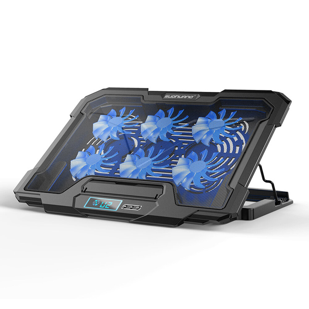 

Suohuang Laptop Cooling Pads Cooling Fans with 6 Fans, Wind Speed Adjustment, Height Adjustment, Display Screen for 12-1