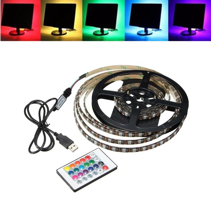 1M 2M 3M 4M Waterdichte 5050 RGB LED USB Strip Light TV Back Lighting Kit + 24Key Remote