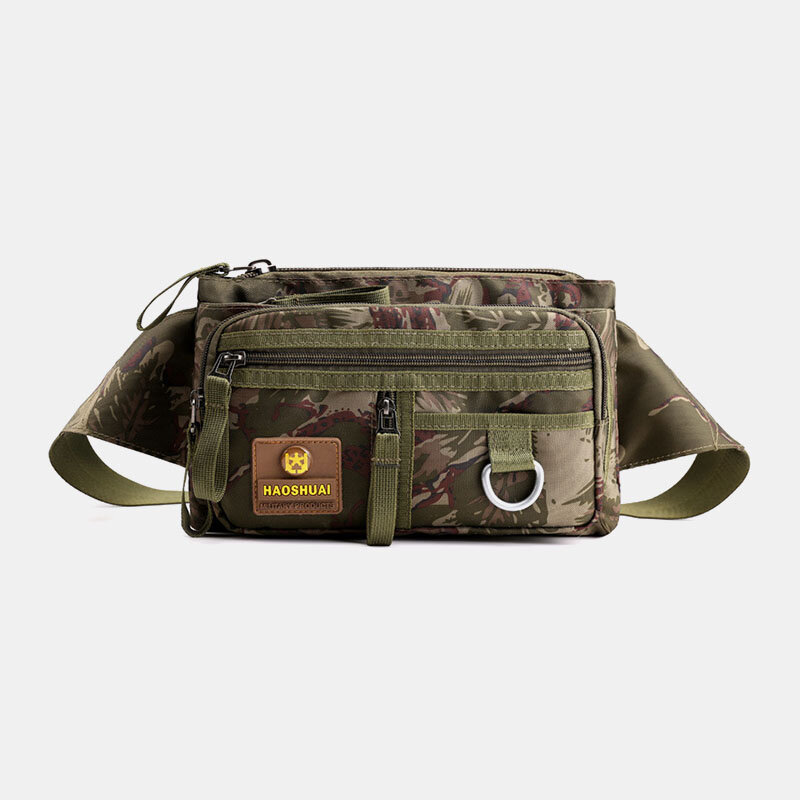 Men Nylon Multi-layer Large Capacity Chest Bag Multi-pocket Anti-theft Waist Bag Crossbody Shoulder 
