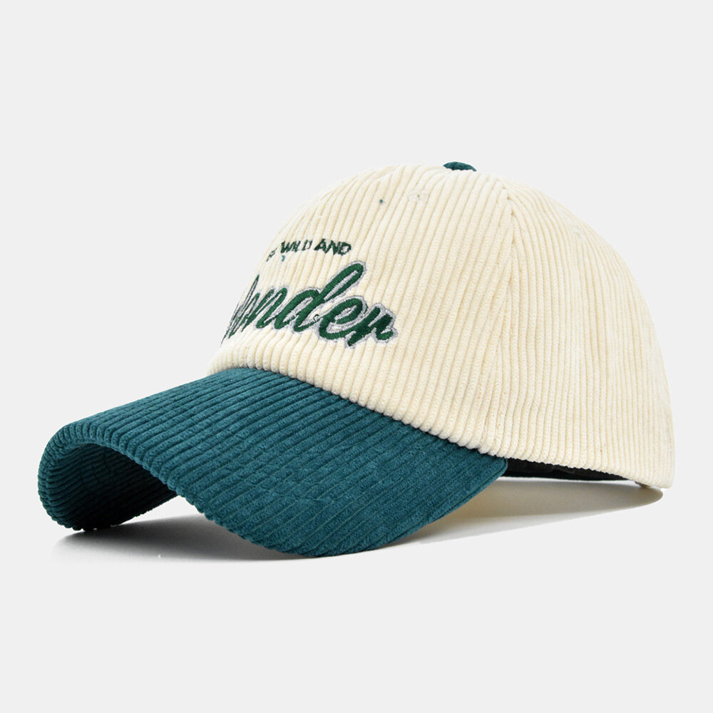Unisex Corduroy Dome Letter Embroidery Baseball Cap Fashion Color Contrast Warmth Ivy Cap