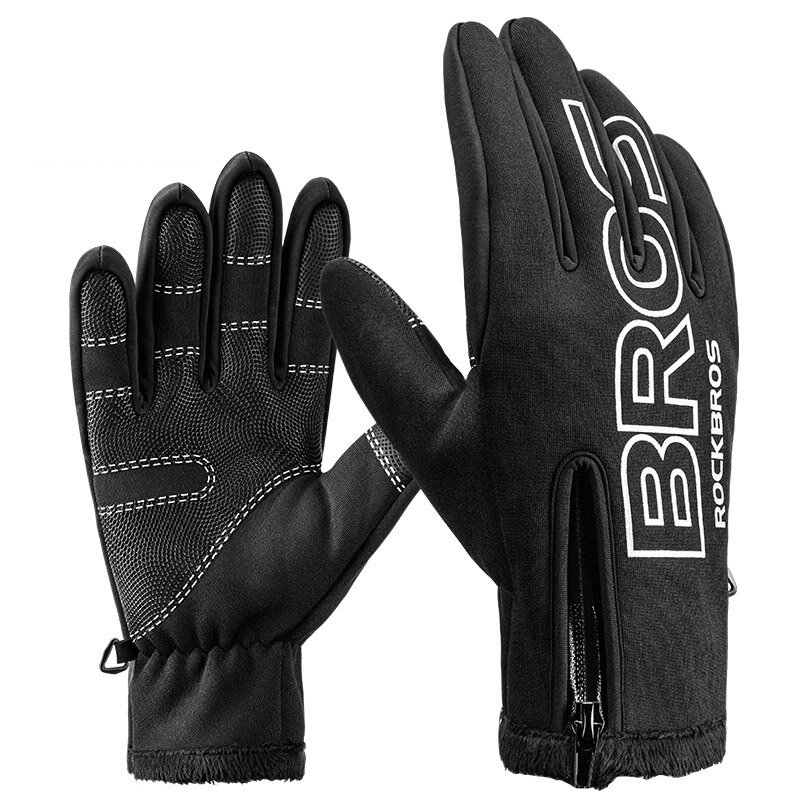 ROCKBROS S091-4 Winter Warm Cycling Gloves Full Finger Touch Screen Riding MTB Bike Bicycle Gloves M