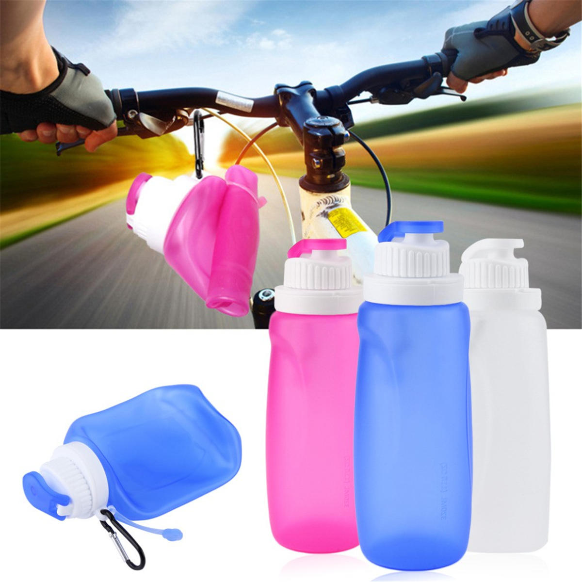 320 ml-es összecsukható szilikon összecsukható lágy vizes palack kültéri sport utazási túrázás