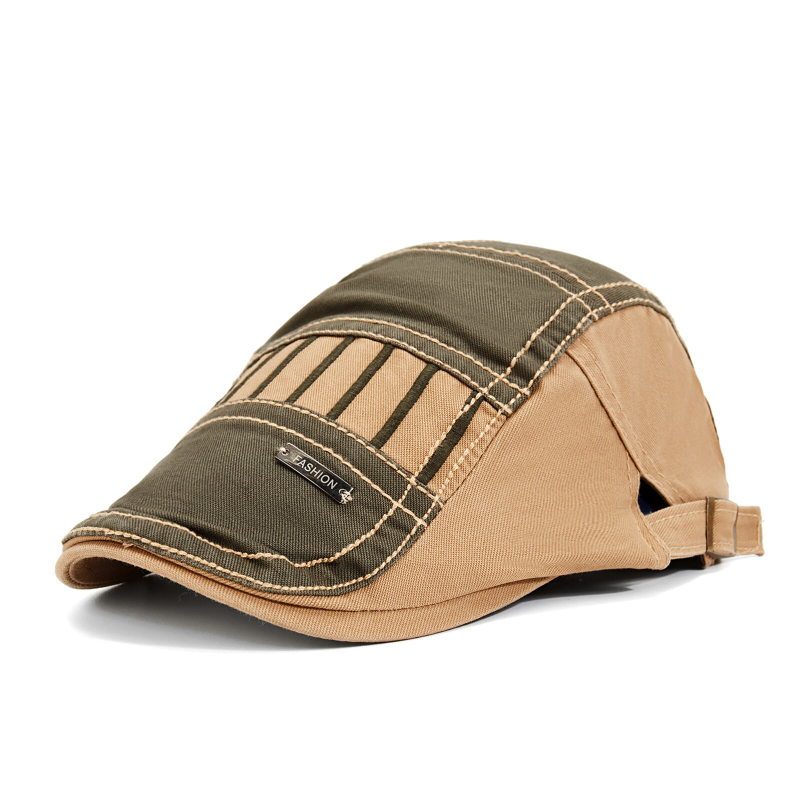 

Menico Men's Cotton Stitching Sunshade Short Brim Outdoor Leisure Retro Patchwork Hat Beret Flat Cap