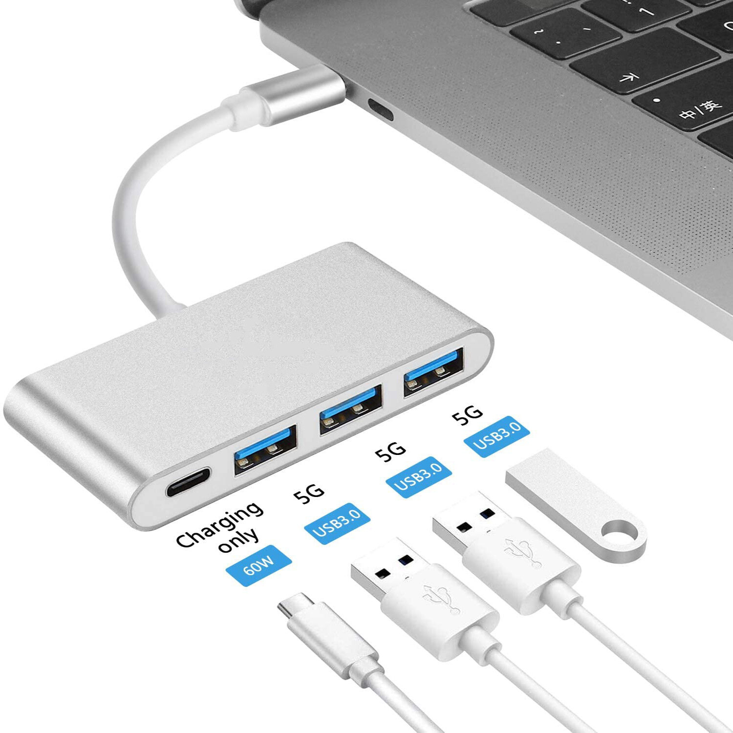 

Bakeey 4-in-1 USB-C HUB Docking Station Adapter OTG Convertor With USB-C PD Power Delivery / USB 3.0 *3 For iPhone 12 12