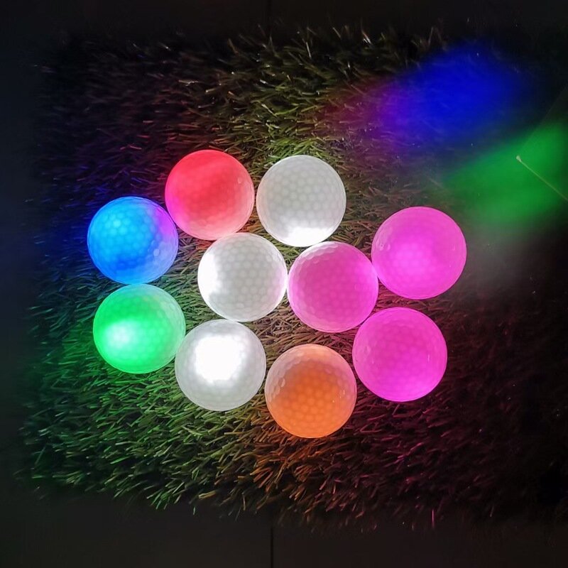 3 stks/doos Golfballen LED Zeven-Kleur Knipperlicht-emitting Golfballen Nacht Golfbaan Praktijk Bal 