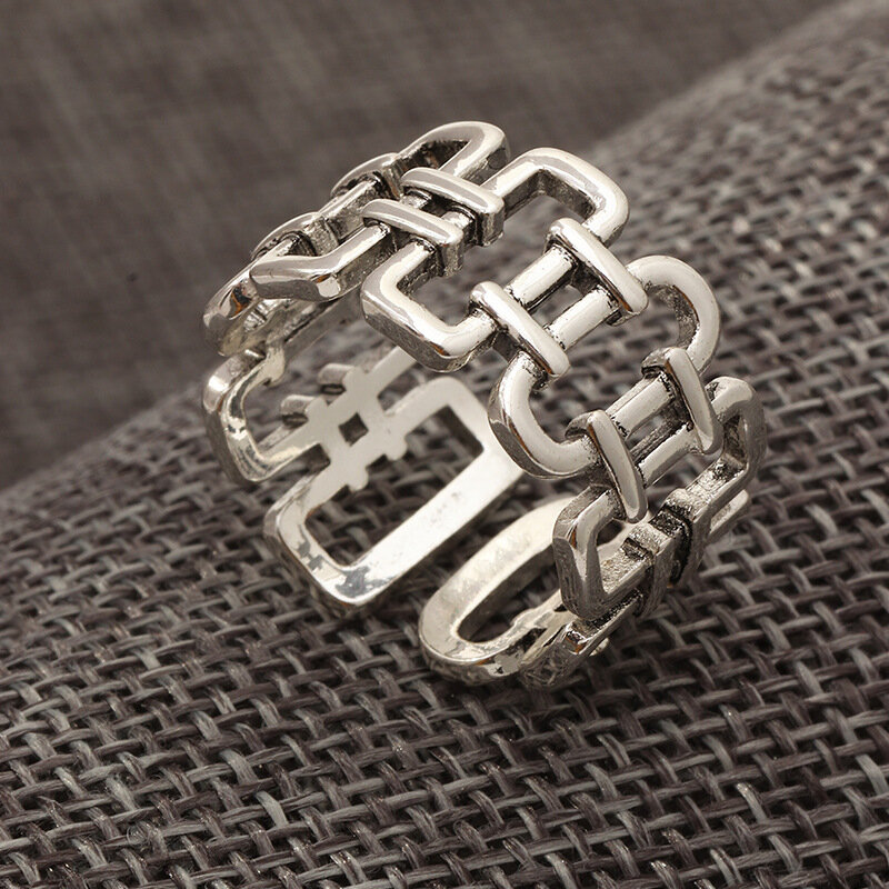 Vintage geometrische open ring punk Romeinse cijfers holle verstelbare mannen staart ring