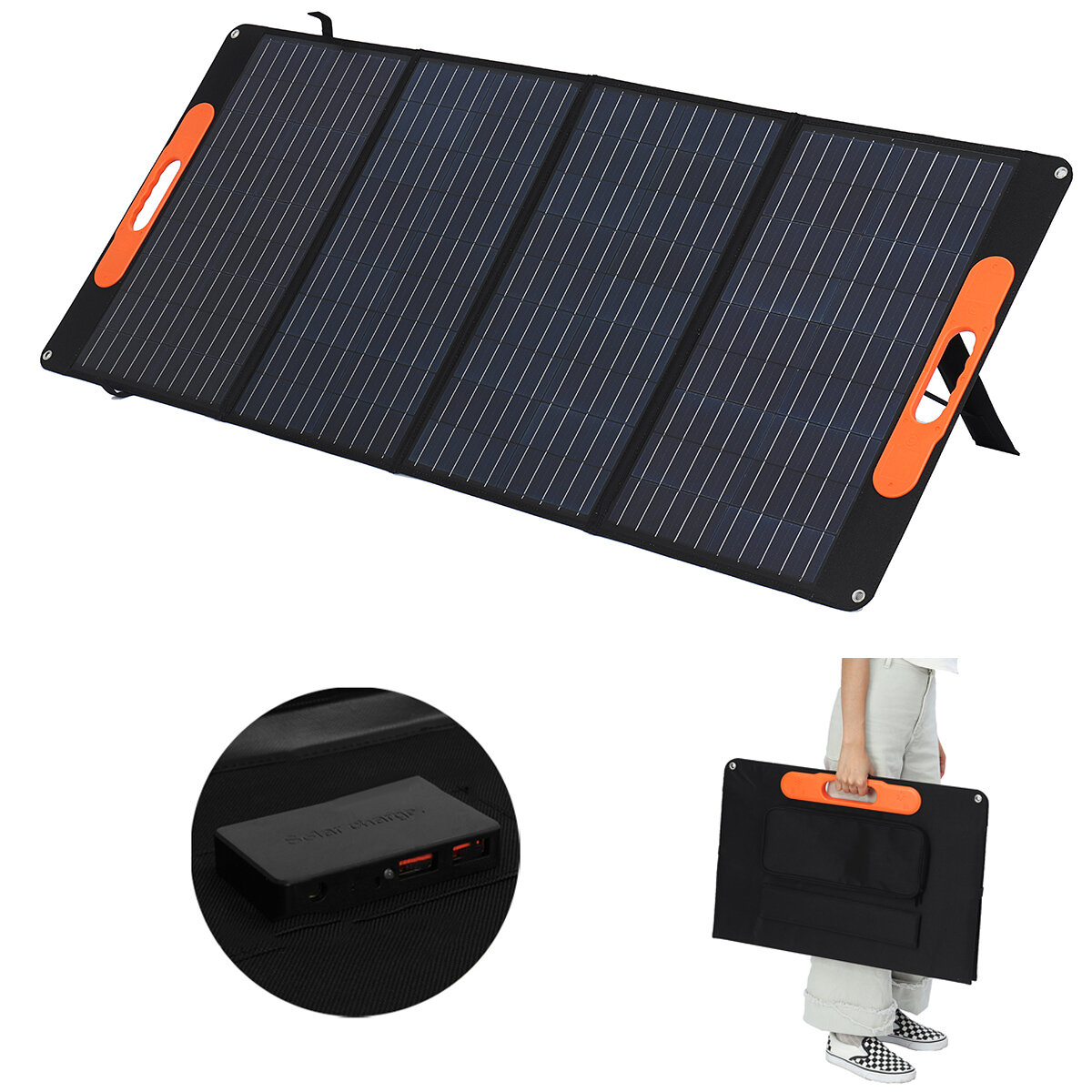 120W Solar Panel Katlanır Çanta 4'ü 1 Arada Çıkış Portu Taşınabilir Solar Güç Üretimi Çanta Taşınabilir Şarj Outdoor Kampçılık Seyahat