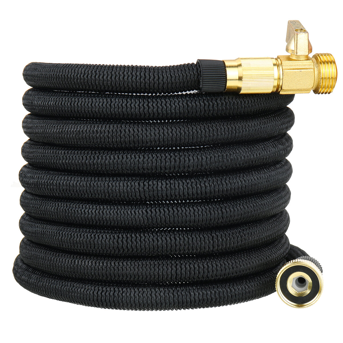 

25FT Expandable Garden Water Hose Flexible Latex Tube US Pipe Watering Black