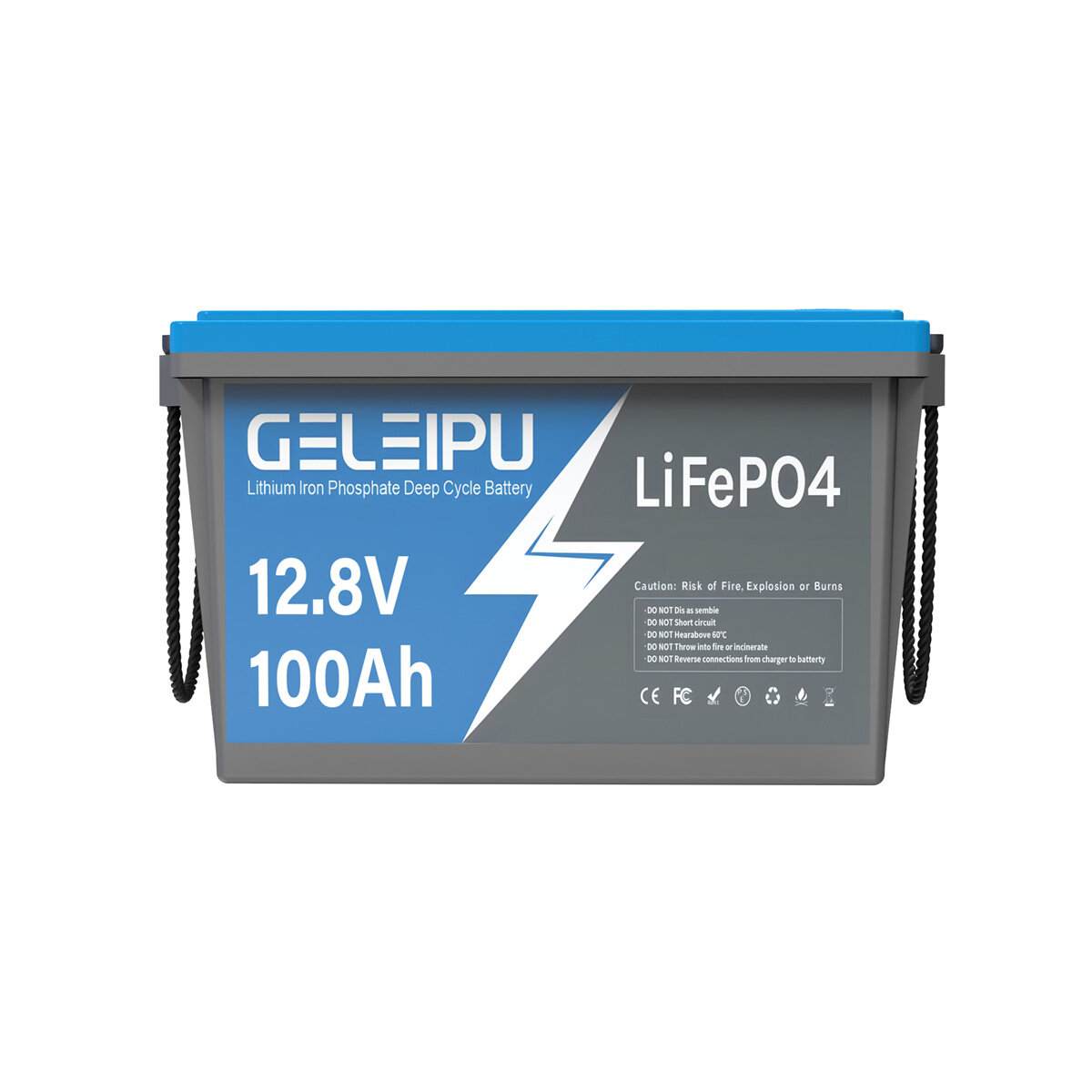 [EU Direct] GELEIPU 12V 12.8V 100Ah LiFePO4 バッテリー、1280Wh 再充電可能なリチウムバッテリー、内蔵100A BMS、4000-15000 サイクル対応、トローリングモーター太陽光発電システムに最適です