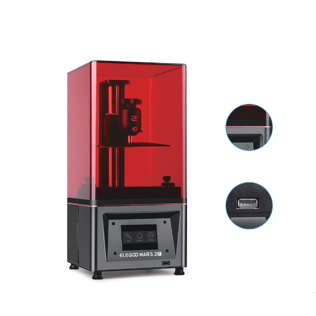 ELEGOO® Mars 2 Pro Mono MSLA 3D Printer UV Photocuring LCD Resin 3D Printer with 6.08inch 2K Monochrome LCD Printing Size 129x80x160mm