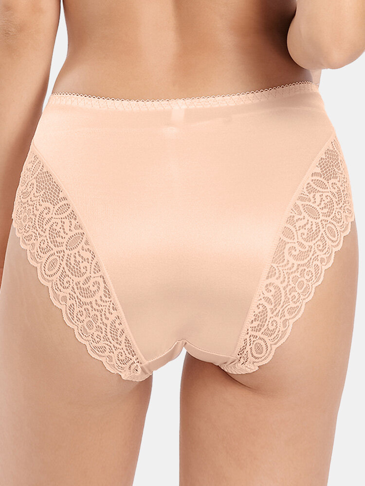 Dames Floral Lace Patchwork Ademend Comfy Elastische Taille Skinny Panties
