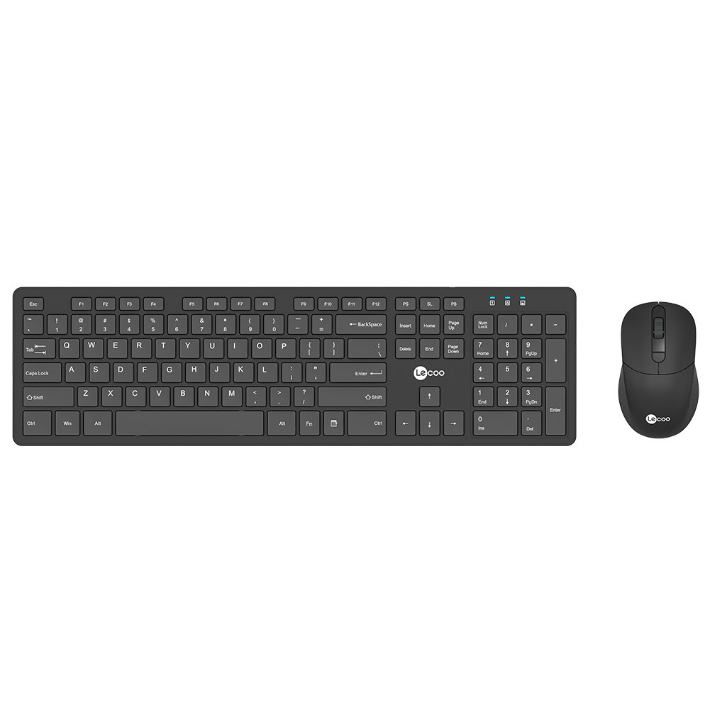 Lecoo Keyboard and Mouse Set KW201 2.4GHz Wireless Office Keyboard 104 Keys For Windows PC Compatible USB Game Keyboard