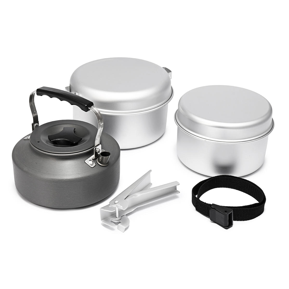 2-3 People Outdoor Camping Picnic Cookware Set Aluminium Kettle Pots Portable BBQ Tableware 