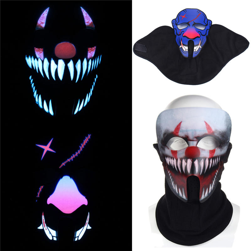BIKIGHT Face Mask Light Up Flashing Luminous for Outdoor Cycling Halloween Party Costume Decoration