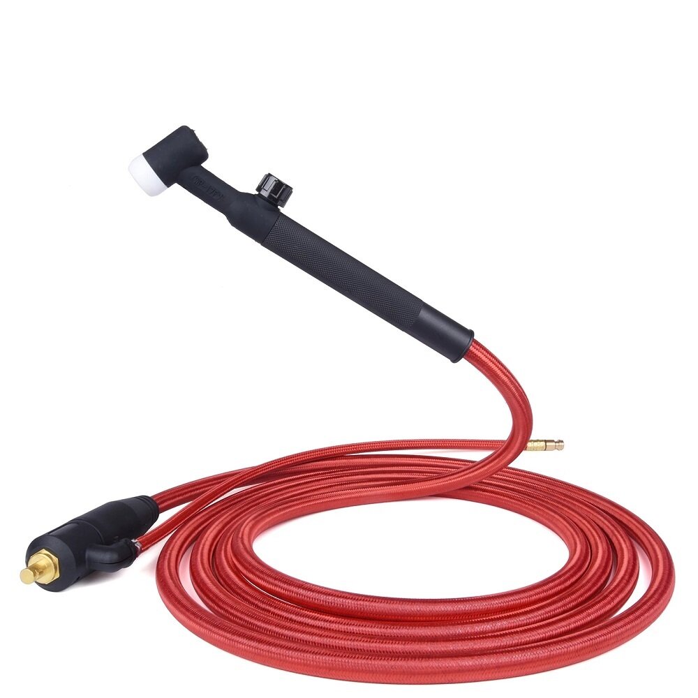 WP17FV WP17F WP17 TIG Welding Torch Gas-Electric Integrated with Red Hose Cable Wires 5/8 UNF Connector Gas Quick Connec
