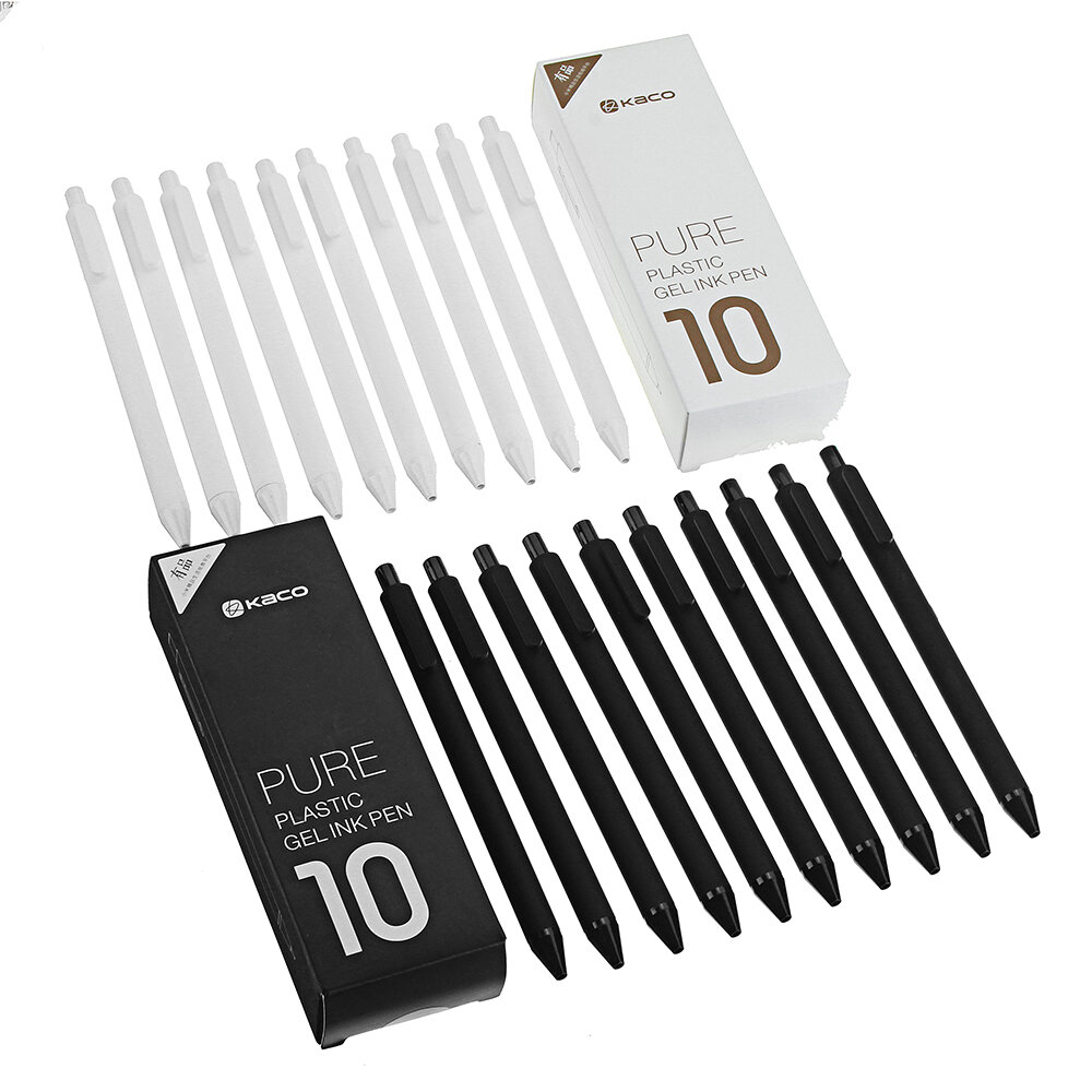 Kaco 0.5mm Gel Pen 10 stks Glad Schrijven Duurzaam Druk Netural Pen Schrijven Ondertekening Pen Voor