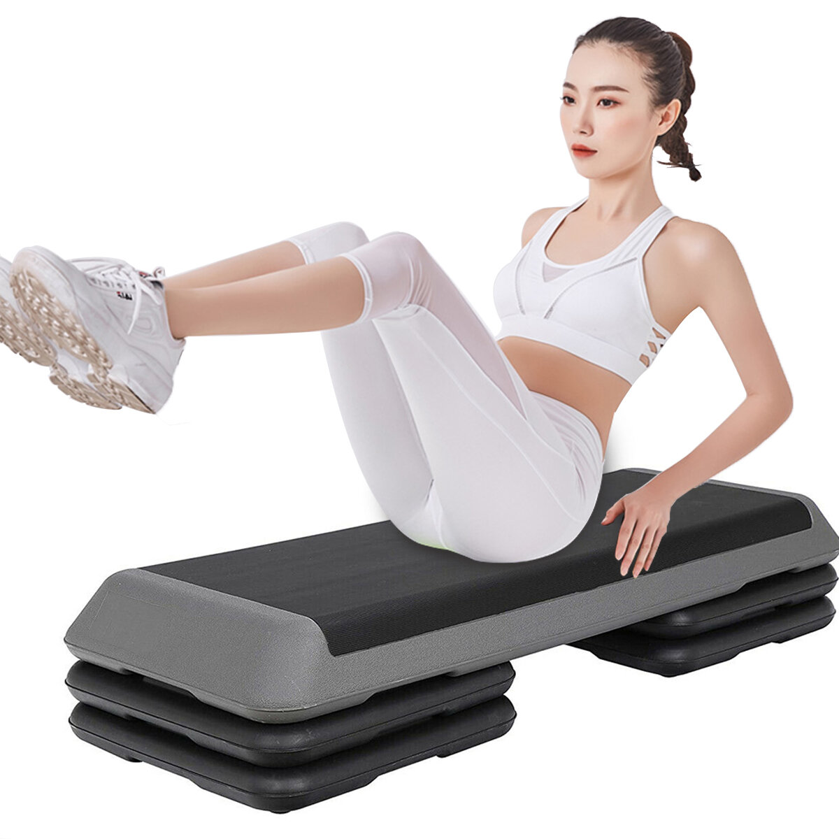 4 Risers 110CM Aerobic Exercise Step Stepper Workout Cardio Fitness Bench