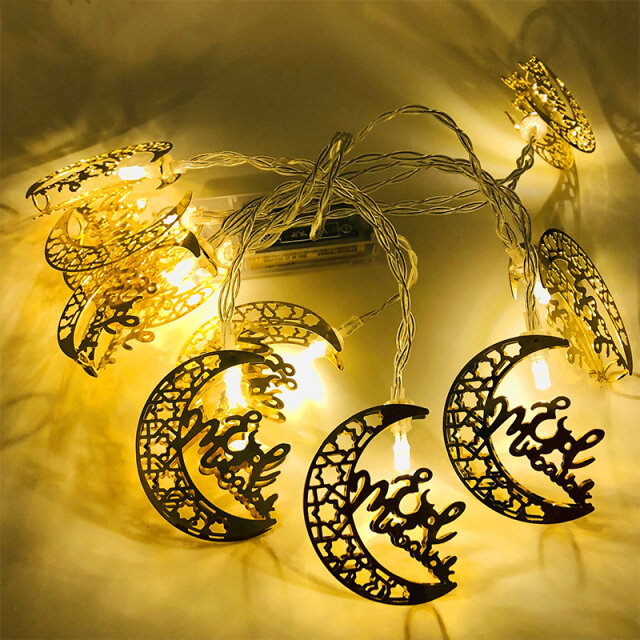 EID MUBARAK LED Star Moon Castle Decorative String Lights Ramadan Decorations for Home Islamic Festival Party Decor Rama