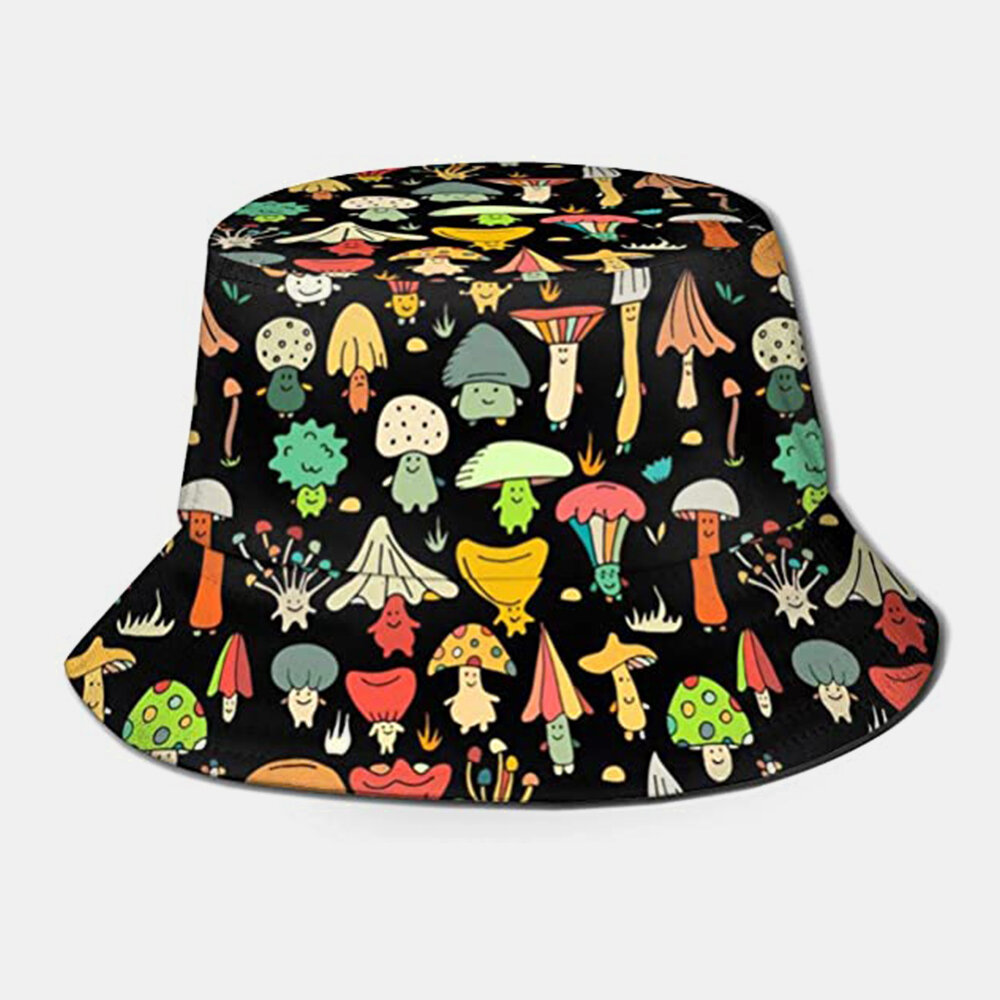 

Collrown Unisex Colorful Cartoons Mushroom Pattern Print Casual Soft Outdoor Travel Bucket Hat