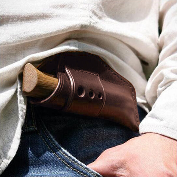 

Men Genuine Leather Retro EDC Horizontal Carry Style Multitool Belt Sheath Belt Bag Waist Bag