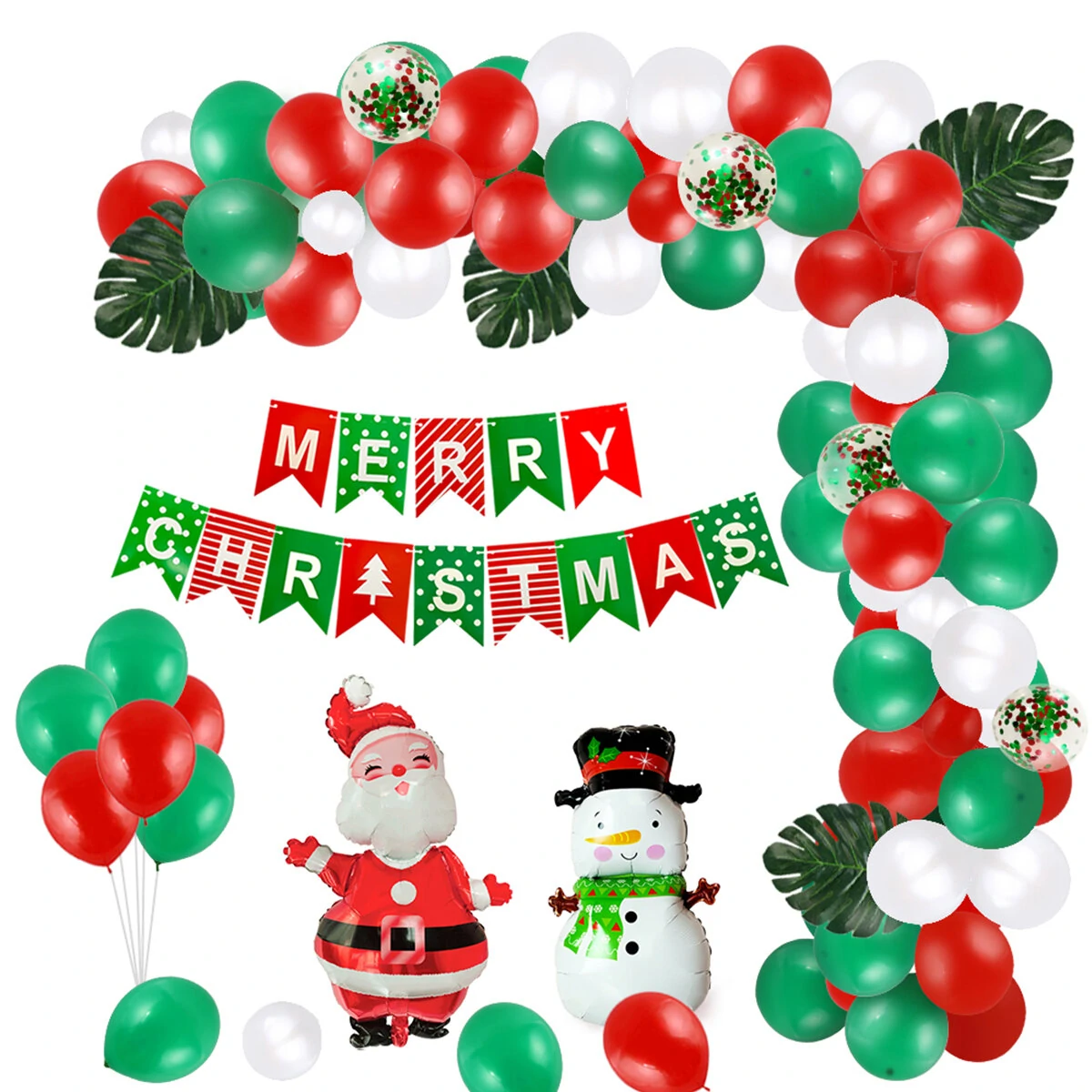 Christmas balloon set happy xmas home party decoration with christmas flag creative scene layout supplies