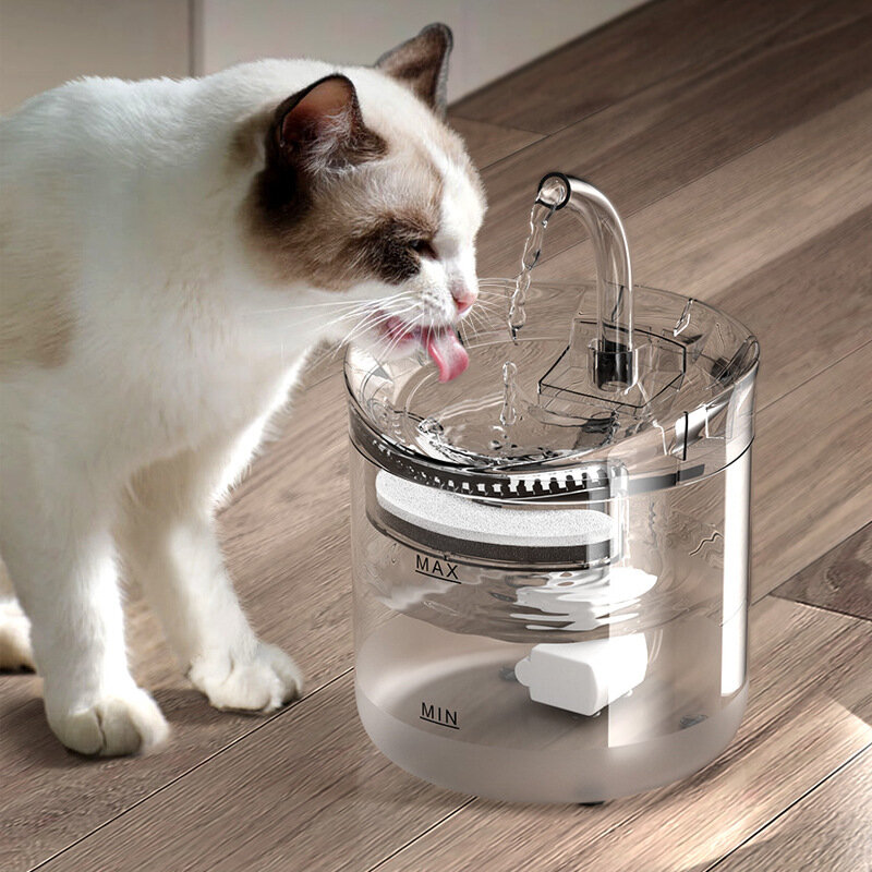 1.8L Pet Water Dispenser Filter Automatic Circulation Water Pet Fountain 2 Water Flow Modes 6° Slope Design Ultra Silent
