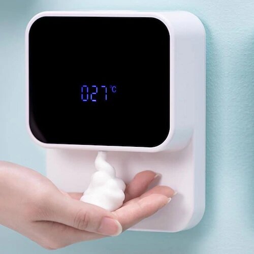 Xiaowei X6C 430ml Wall-mounted USB Automatic Soap Dispenser Induction Hand Washer LED Temperature Di