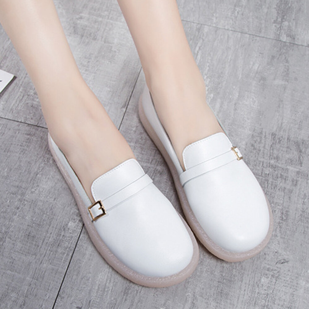 Women Lightweight Buckle Solid Color SoftSlip On Casual Comfy Flats
