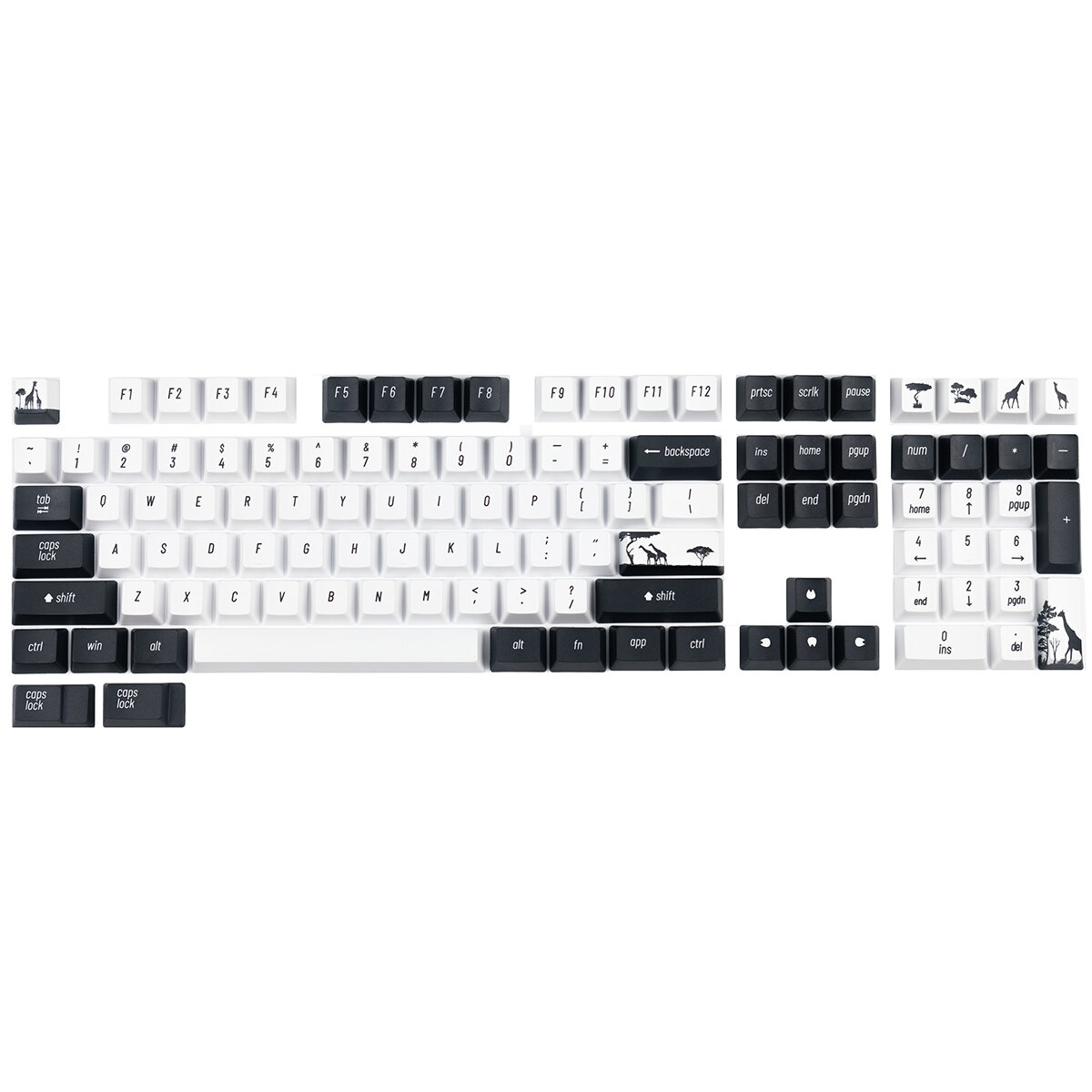 110 Keys Giraffe Keycap Set OEM Profile PBT Five-sided Sublimation Keycaps for Mechanical Keyboards