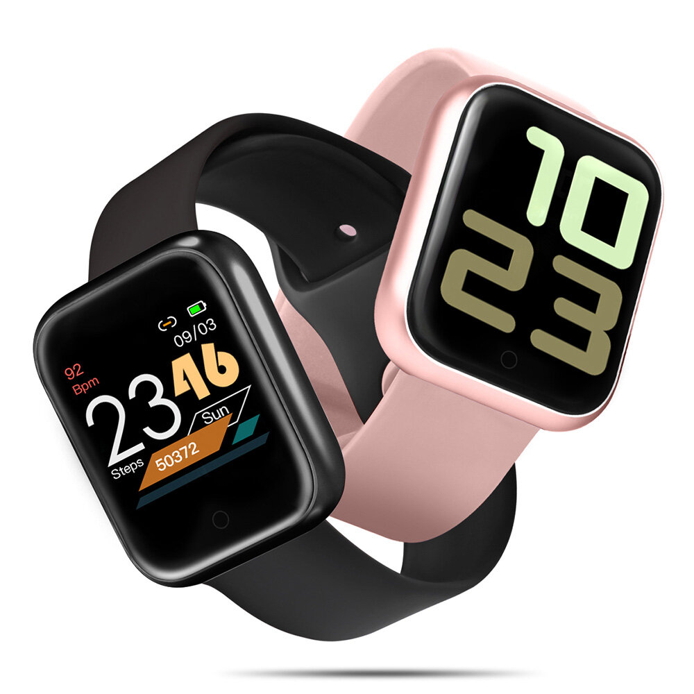 

[Two Straps] Bakeey P70S Heart Rate Blood Pressure Oxygen Monitor 1.3inch Color Screen Weather Push IP68 Smart Watch