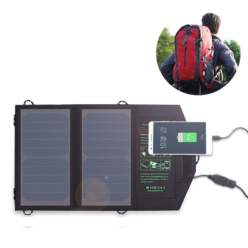 ainel solar portátil dobrável ALLPOWERS ZDB 5V 10W Carregador solar Bateria solar para telefone para caminhadas e acampamentos ao ar livre