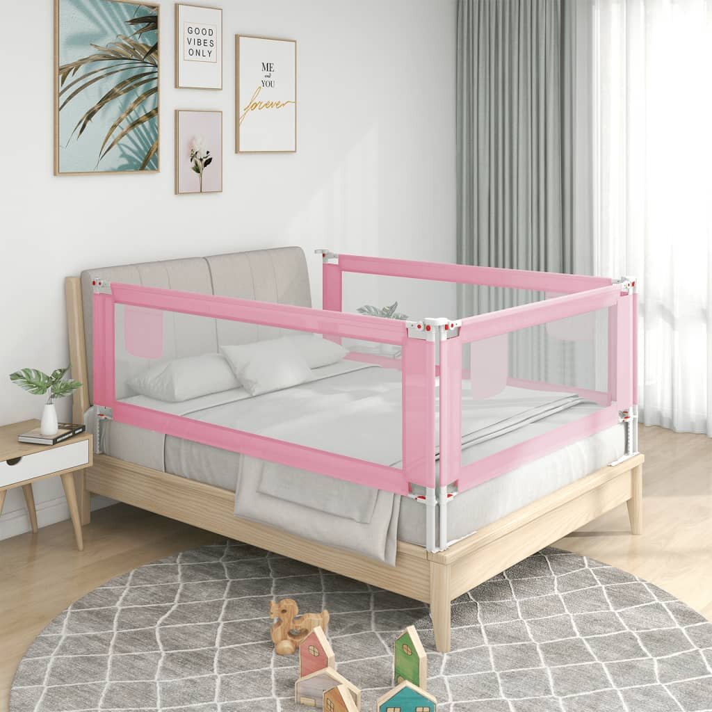 [EU Direct] vidaxl 10201 Toddler Safety Bed Rail Pink 140x25 cm Fabric Polyester Children's Bed Barrier Fence Foldable H