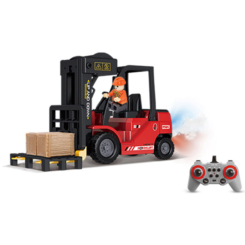 

1/24 2.4G 11CH Alloy RC Heavy Forklift Crane Car Lifting Music Spray Scene Simulation Children Toy For Boys