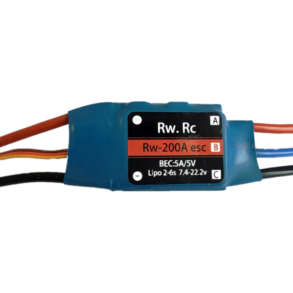 

RW.RC 200A Brushless ESC With 5V/5A BEC Support 2S-6S for RC Airplane Fixed Wing FPV Drone