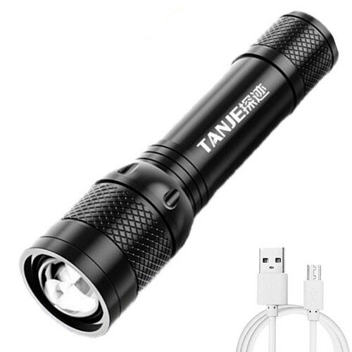 TANJE L9 Super Bright Focus Adjustable Strong LED Flashlight USB Rechargeable Zoomable Mini Torch For Searching Riding F