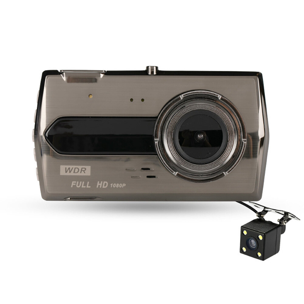4 Inch 1080P Zinklegering Dash Cam IPS Kleurenscherm Auto DVR HD Nachtzicht Voor & Achter Dual Lens 
