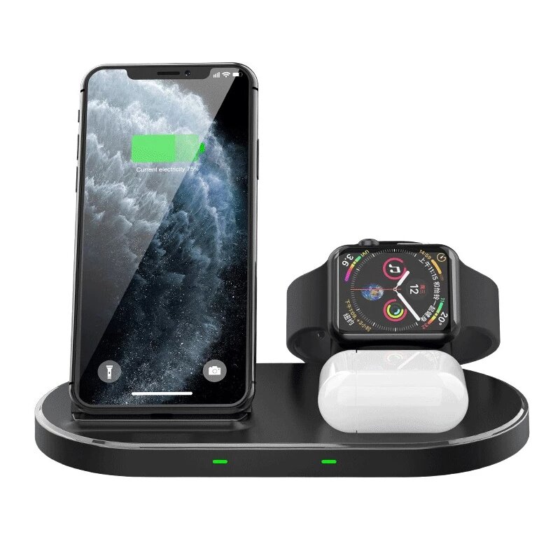 

Bakeey W55 3 in 1 Multifunction Wireless Charger Fast Charging Dock Station Anti-skid for iPhone Apple Watch Airpods / f