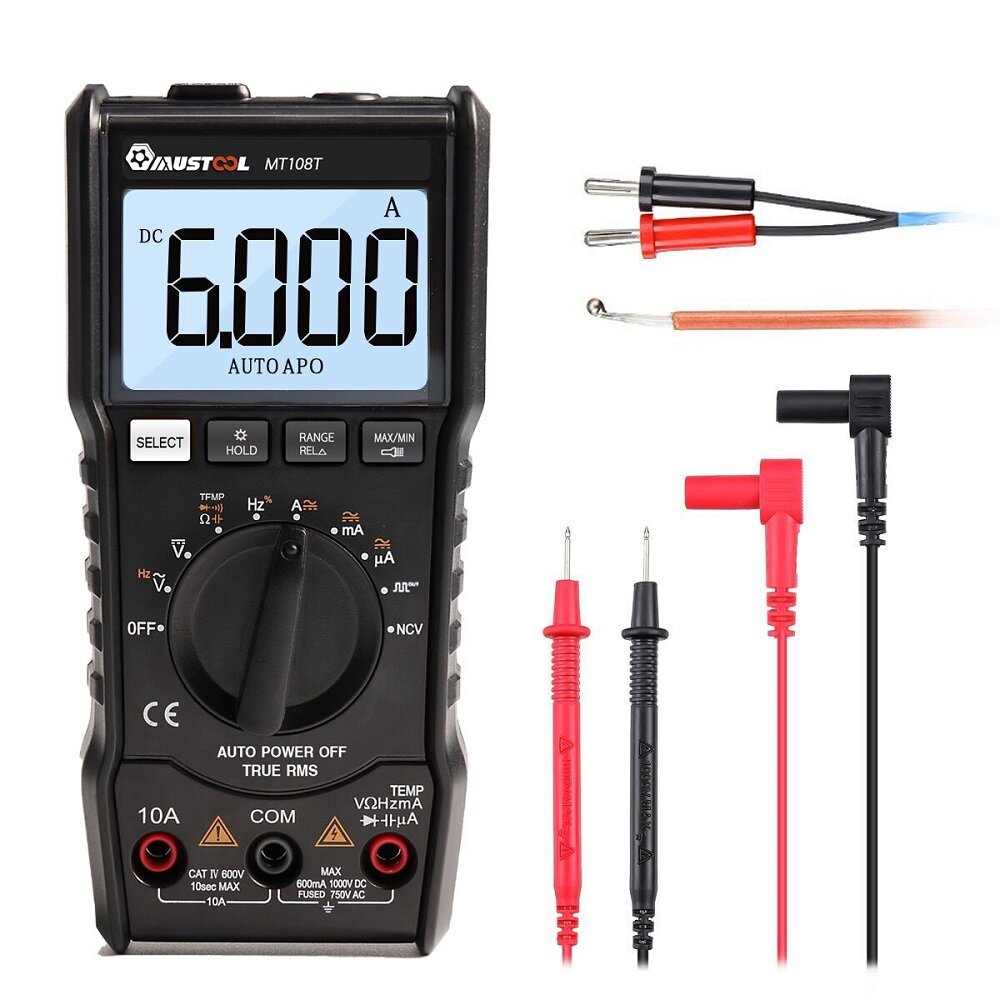 MUSTOOL MT108T Square Wave Output True RMS NCV Temperature Tester Digital Multimeter 6000 Counts Bac